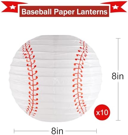Baseball Party Decorations White Hanging Paper Lanterns Pack of 10
