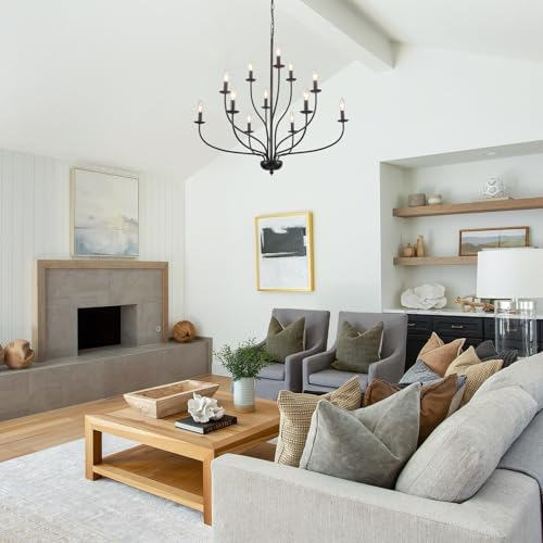 Black Chandelier 12 Light Modern Farmhouse Design