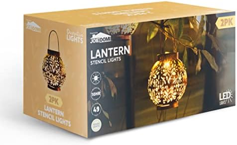 JOIEDOMI 2 Pack Solar Hanging Lanterns for Outdoor Use