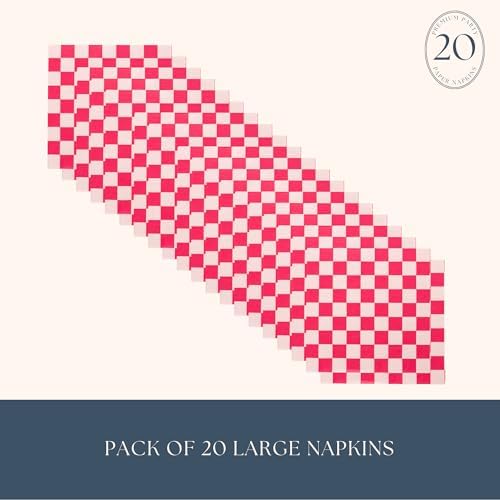 Hot Pink Checker Large Paper Napkins - Pack of 20