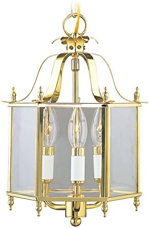 Livex 3 Light Polished Brass Chandelier with Clear Glass
