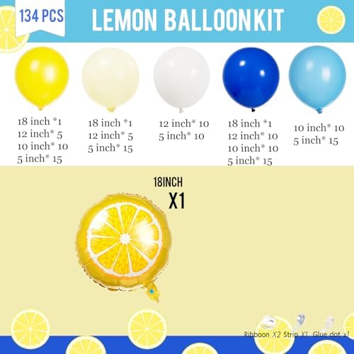 Lemon Foil Balloon Garland Arch Kit 136 Pcs
