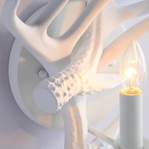 Classical Deer Antler Wall Candle Sconces with Fabric Shade 1