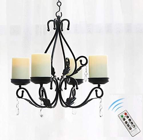 3 in 1 Chandelier with Remote and 4 LED Candles Black