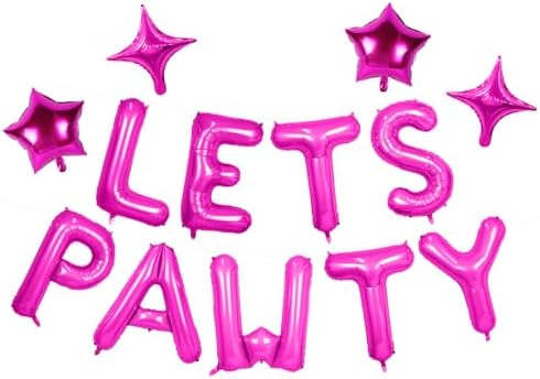 Lets Pawty Balloons Banner Hot Pink Dog Party Decorations