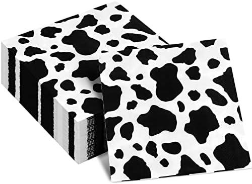 Durony 100 Pack Cow Print Table Napkins 3-Layer Farm Animal Party Supplies