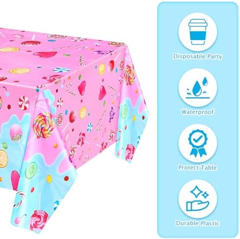 2 Pieces Candyland Tablecloth Party Decorations