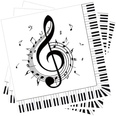 40Pcs Music Themed Napkins with Piano Keyboard Notes