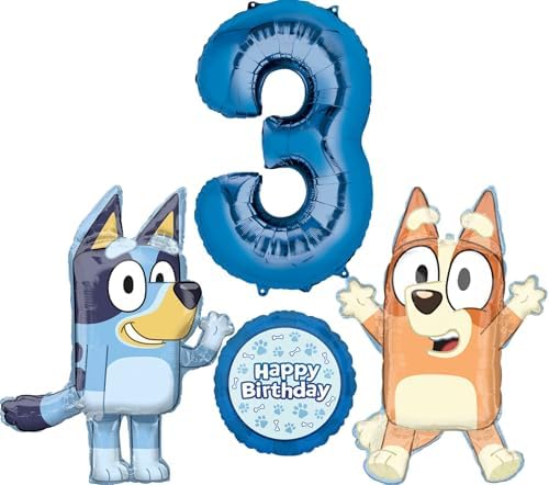Bluey And Bingo 3rd Birthday Foil Balloon Bouquet