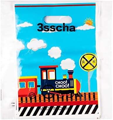 3sscha 50Pcs Train Themed Waterproof Goodie Bags with Handles