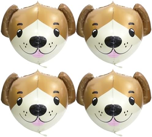 4D Dog Head Balloons 4 Pack for Pet Parties