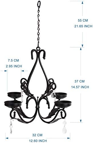 3 in 1 Chandelier with Remote and 4 LED Candles Black