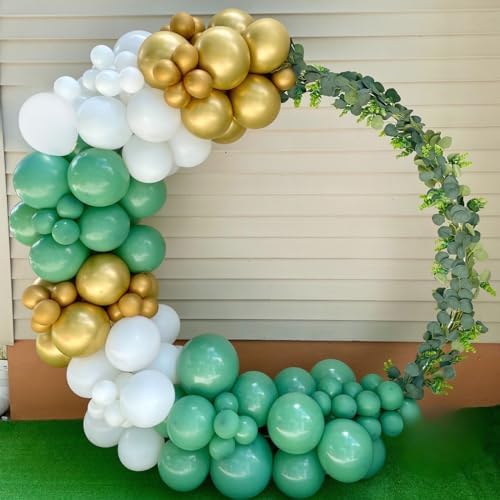 Paready 60 Pcs 12 Inch Green Gold Balloons Set