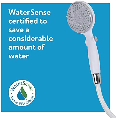 Carex Handheld Shower Head with 84 Hose and Pause Function - White