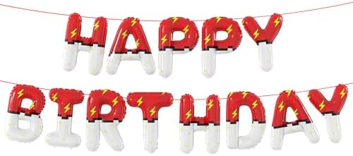 Red and White Cartoon Birthday Foil Balloons