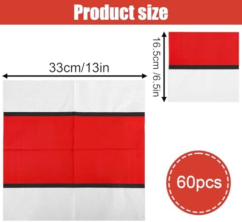 60pcs Cartoon Napkins with Red White Design