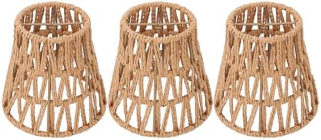 3pcs Boho Rattan Lamp Shades Clip On E14 Bulbs