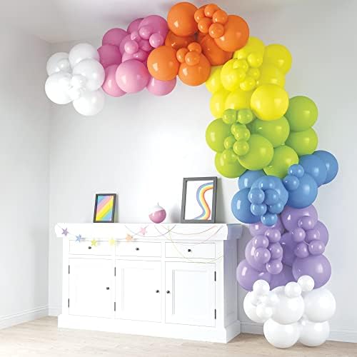 HOUSE OF PARTY Pastel Rainbow Balloons 140 Pcs Happy Birthday Banner