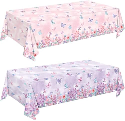 4 Pack Butterfly Tablecloths for Kids Birthday Celebrations
