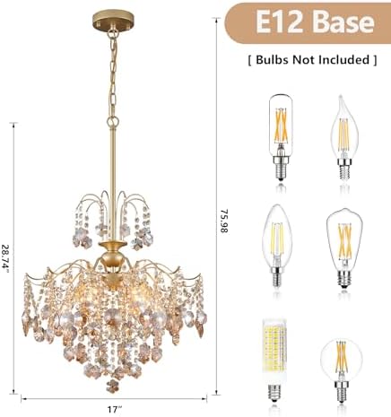 QS Amber Gold Crystal Chandelier 6 Light Modern Luxury Pendant Light