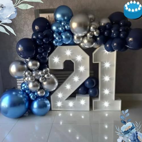 FunHot Navy Blue and Silver Balloons Party Decor Set