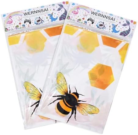 WERNNSAI Bee Tablecloth 2 Pack 108x54 Yellow Party Decor