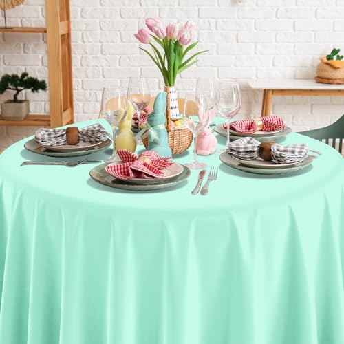 6Pcs Round Pastel Tablecloths Rainbow Mix 84 Inch