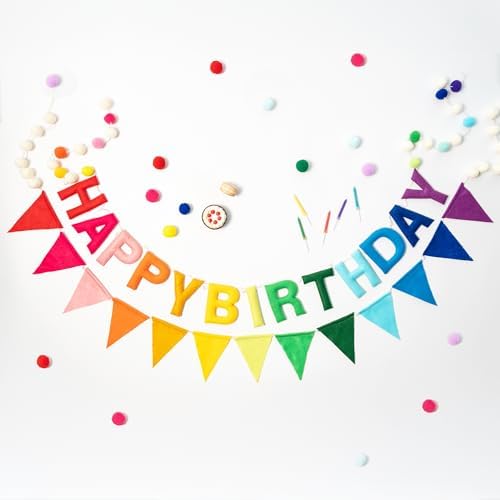 HOUSE OF PARTY Pastel Rainbow Balloons 140 Pcs Happy Birthday Banner