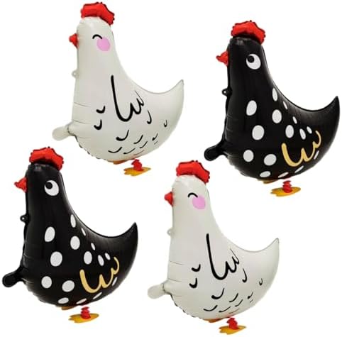 Wstewoo Walking Chicken Balloons Pack of 4