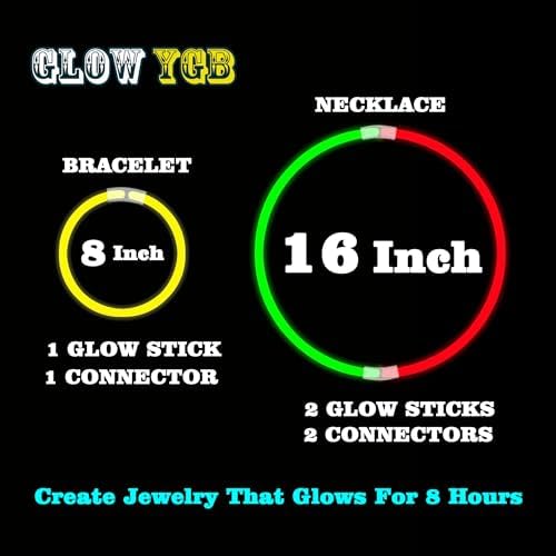 Glow Sticks 207Pcs Party Pack 8 Light-Up Accessories