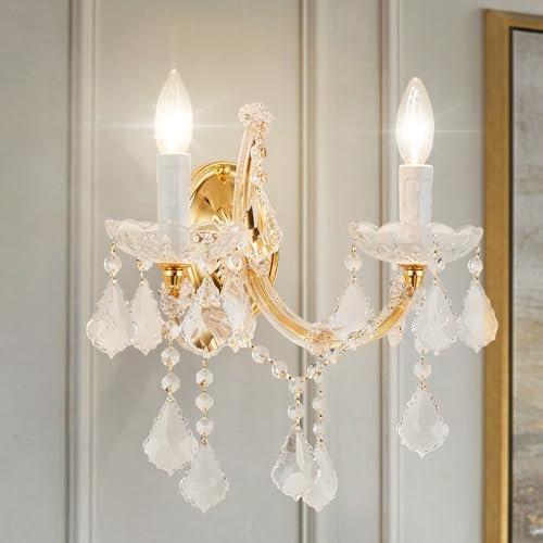 Crystal Wall Sconce Lighting 2-Light Modern Wall Light Fixture