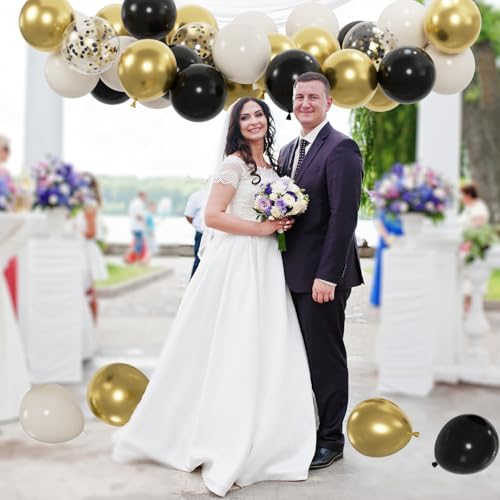 60pcs Black Gold White Balloons Party Decorations