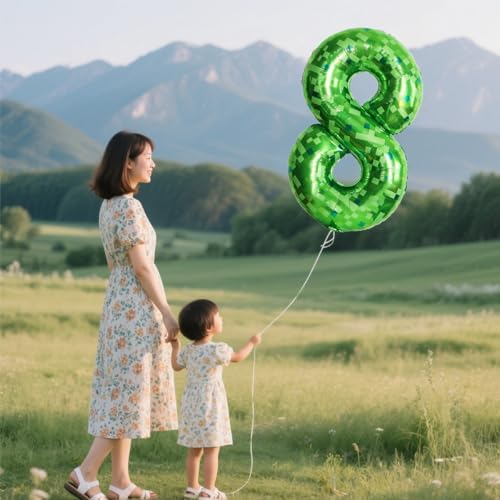10Pcs 40 Inch Green Pixel Number 9 Balloons Party Decor