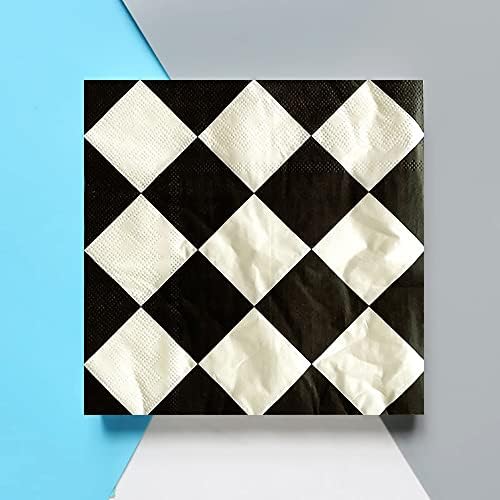 40pcs Black and White Checkered Race Car Napkins