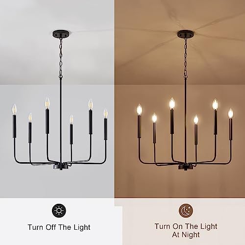 Modern Black Chandelier for Dining Room with 6 Lights