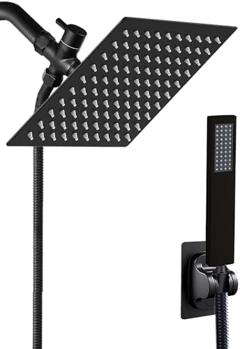 8 Rain Shower Head Combo with Matte Black Finish