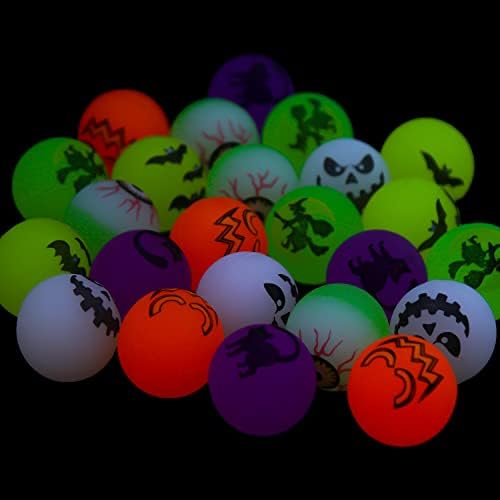 FINGOOO 24Pcs Halloween Bouncy Balls Glow in the Dark Party Favors