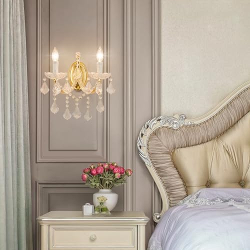 Crystal Wall Sconce Lighting 2-Light Modern Wall Light Fixture