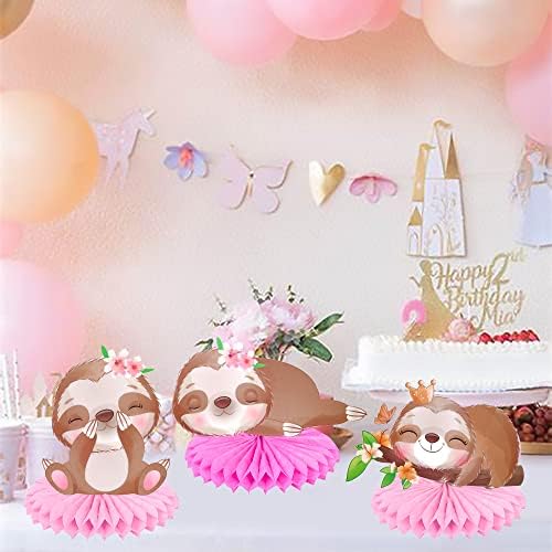 9pcs Sloth Honeycomb Centerpieces for Birthday Party Decor