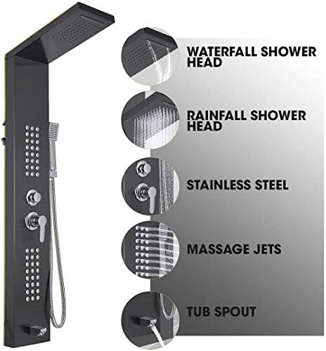 Gougeltd Handheld Showerhead with Hydromassage Waterfall - Black