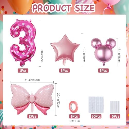 Kaemi 10Pcs Mini Mouse Balloons Party Decor Set