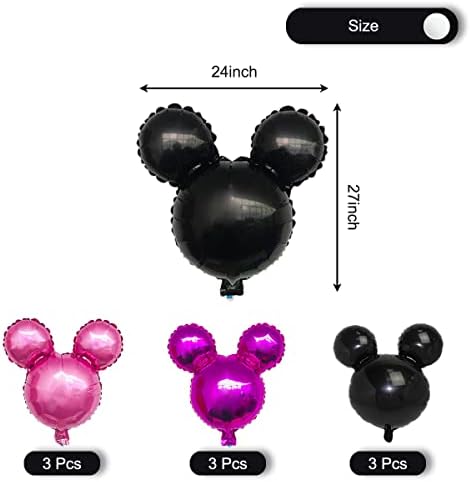 9Pcs Pink Mouse Foil Balloons Cartoon Party Decoration