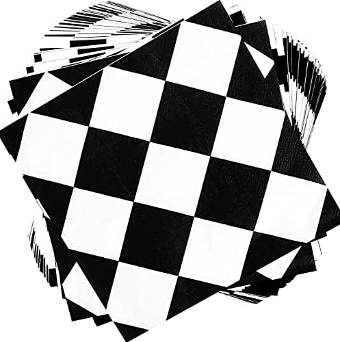 40pcs Black and White Checkered Race Car Napkins