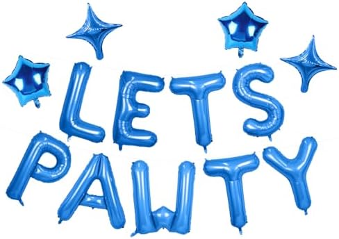 Lets Pawty Balloons Banner Blue 16 Inch Pet Party Decor