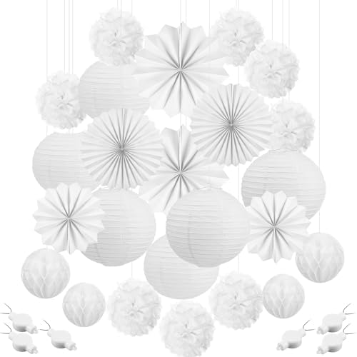 30 Pcs White Wedding Decorations with LED Lights
