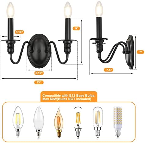 Farmhouse Wall Sconce 2 Pack Industrial Style