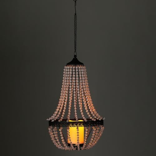 BAYN 27 Inch Battery Operated Clear Acrylic Beaded Chandelier