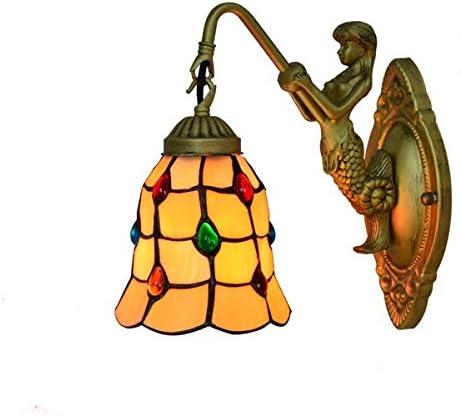 Vintage Wall Sconce with Tiffany Glass Design