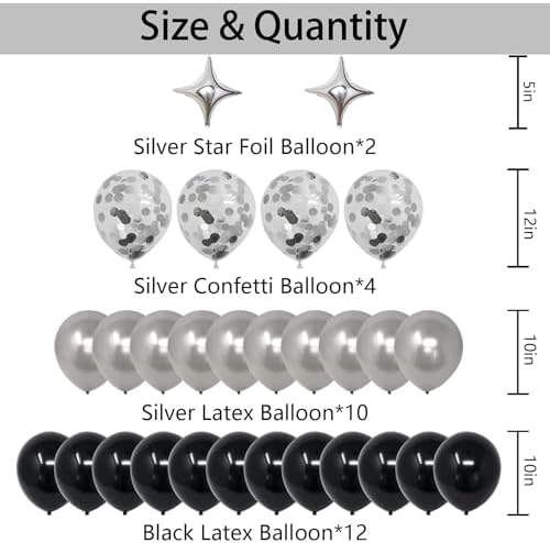 21st Birthday Black Silver Decorations with Balloons