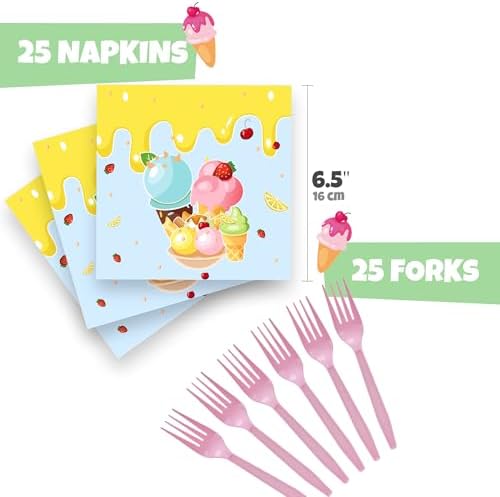 Ice Cream Plates Napkins 100PCS Birthday Party Supplies